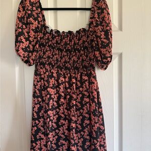 RESA Smocked Dress with Pink and Gray Hues